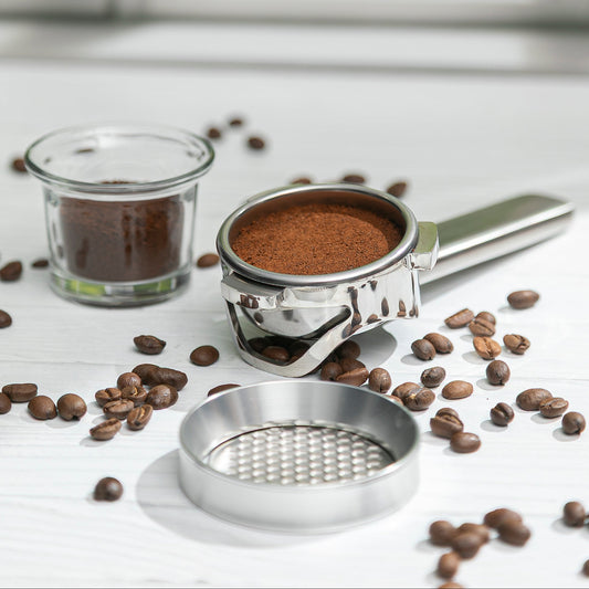 POCILLO 54mm Bottomless Unibody Portafilter with Dosing Ring and Screen Puck Set - POCILLO