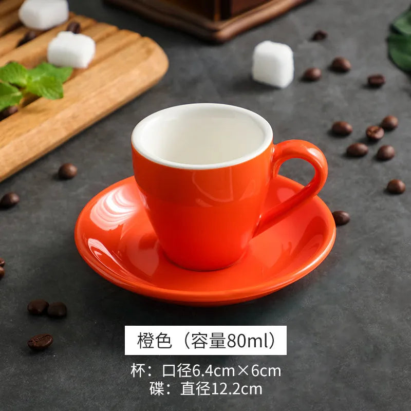 80ml Coffee Cup And Saucer Set European Style Colorful Coffee Cup Home Coffee Mug Home Supplies Gifts - POCILLO