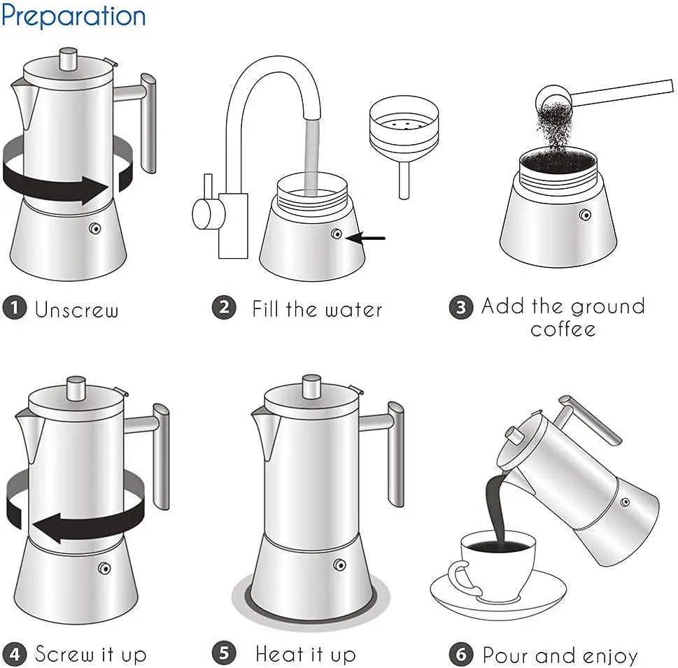 Stovetop Espresso Maker Stainless Steel Italian - POCILLO