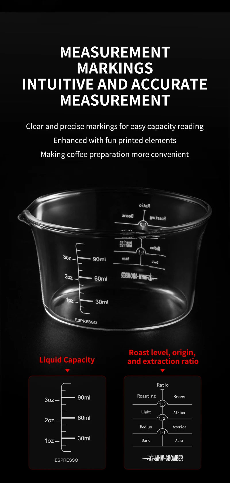 MHW-3BOMBER 120ml Glass Espresso Measuring Cup - POCILLO