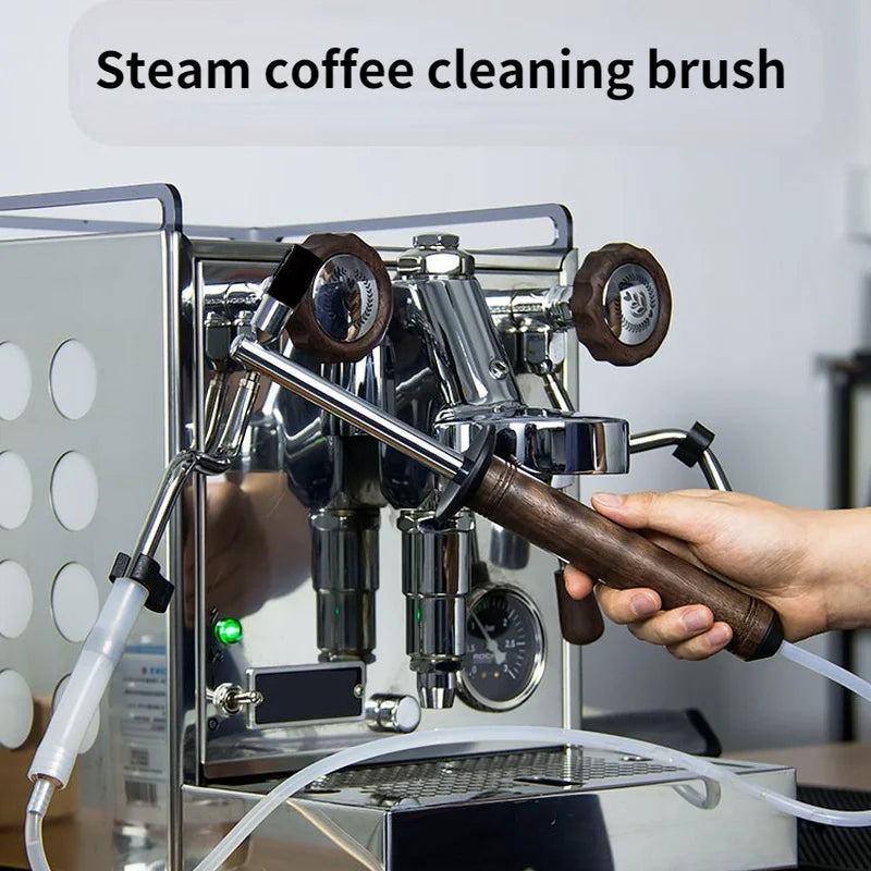 Cleaning brush Coffee Machine Steam Cleaning Brush Nylon Anti-Scald Wood Handle Cleaning Brush Coffee Machine Cleaning Tool - POCILLO