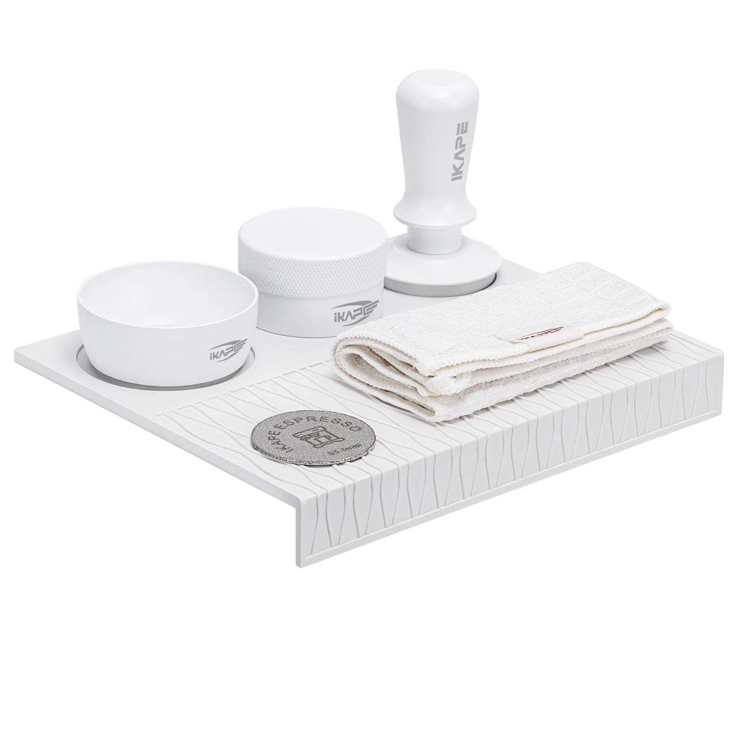 IKAPE 51/53/58MM Coffee Tamper Set White 6 IN 1, Espresso Tamper Kit,Espresso Accessories Kit with Tamper,Distributor,Silicone Mat - POCILLO