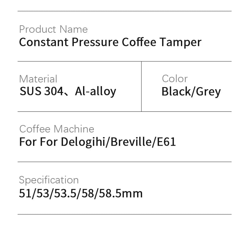 Calibrated Coffee Tamper for Delonghi and Breville Espresso Makers