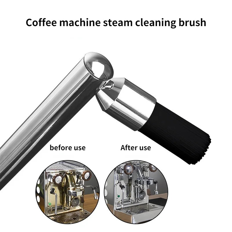 Cleaning brush Coffee Machine Steam Cleaning Brush Nylon Anti-Scald Wood Handle Cleaning Brush Coffee Machine Cleaning Tool - POCILLO