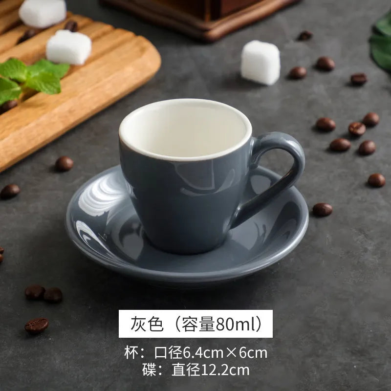 80ml Coffee Cup And Saucer Set European Style Colorful Coffee Cup Home Coffee Mug Home Supplies Gifts - POCILLO