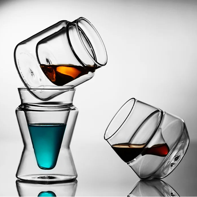 MHW-3BOMBER DW Double Layer Glass Coffee Mug Hand Brewed Tasting and Smelling Mug Espresso Mugs - POCILLO