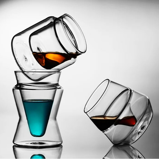 MHW-3BOMBER DW Double Layer Glass Coffee Mug Hand Brewed Tasting and Smelling Mug Espresso Mugs - POCILLO