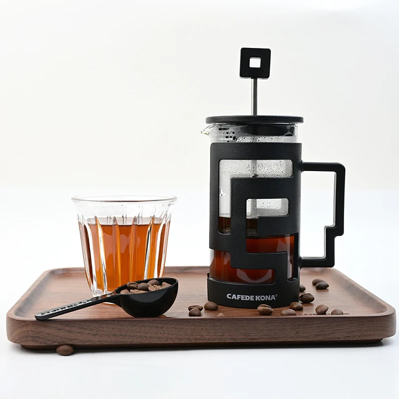 French Press Kettle 350ml 10oz. Heat-Resistant Glass Coffee/Tea Pot With Filter Screen - POCILLO