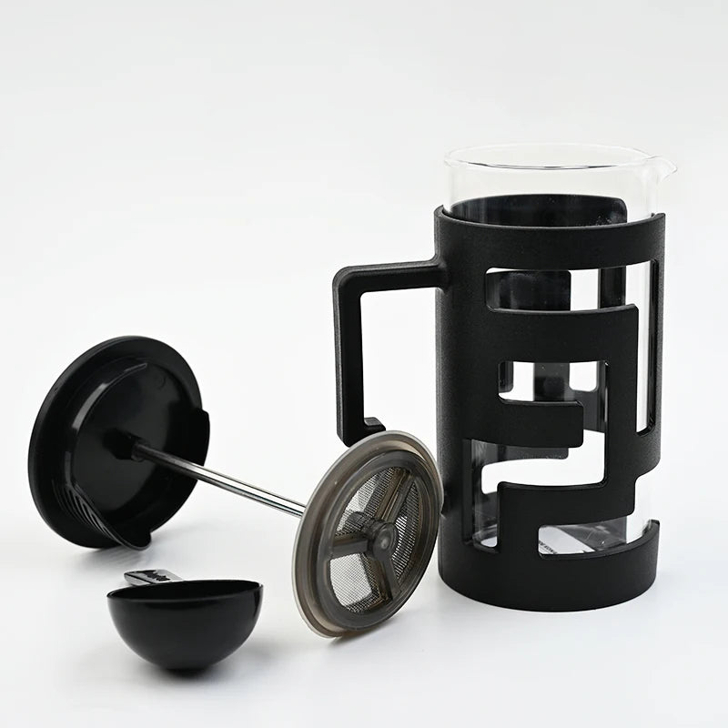 French Press Kettle 350ml 10oz. Heat-Resistant Glass Coffee/Tea Pot With Filter Screen - POCILLO