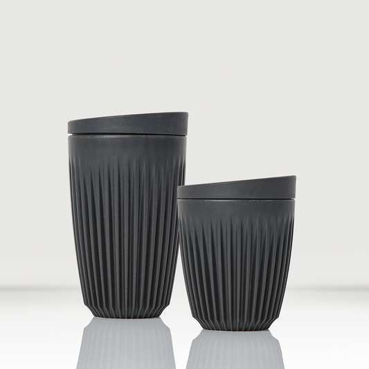 HuskeeCup Reusable and Sustainable Cup & Lid - 2 sizes charcoal