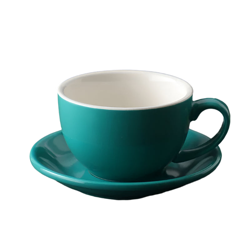 Latte Cups Ceramic Coffee Cup and Saucer Set 11oz