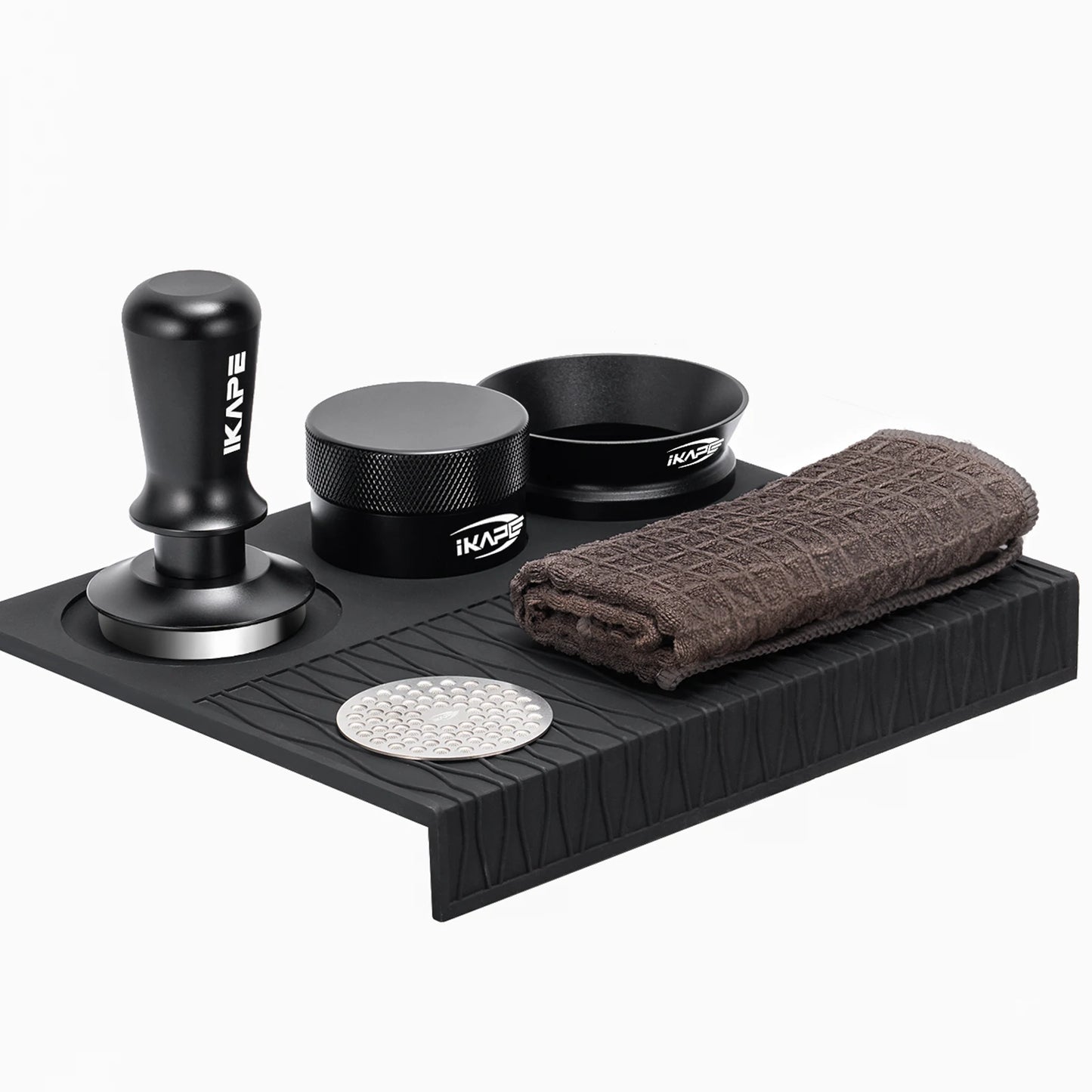 IKAPE 51/53/58MM Coffee Tamper Set White 6 IN 1, Espresso Tamper Kit,Espresso Accessories Kit with Tamper,Distributor,Silicone Mat - POCILLO