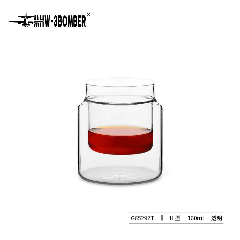 MHW-3BOMBER DW Double Layer Glass Coffee Mug Hand Brewed Tasting and Smelling Mug Espresso Mugs - POCILLO
