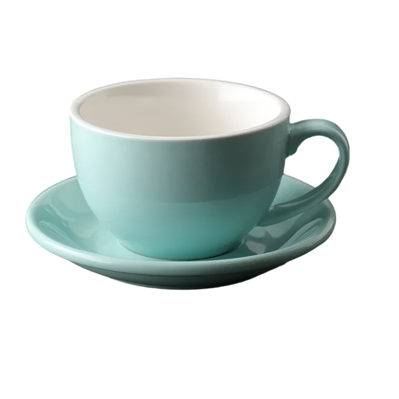 Latte Cups Ceramic Coffee Cup and Saucer Set 11oz