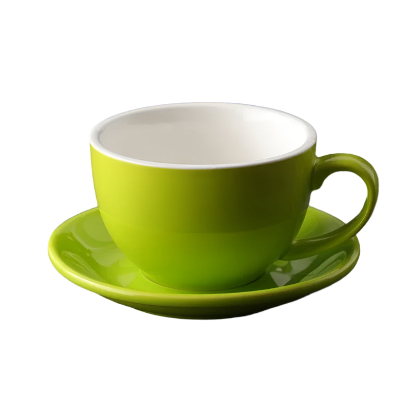 Latte Cups Ceramic Coffee Cup and Saucer Set 11oz