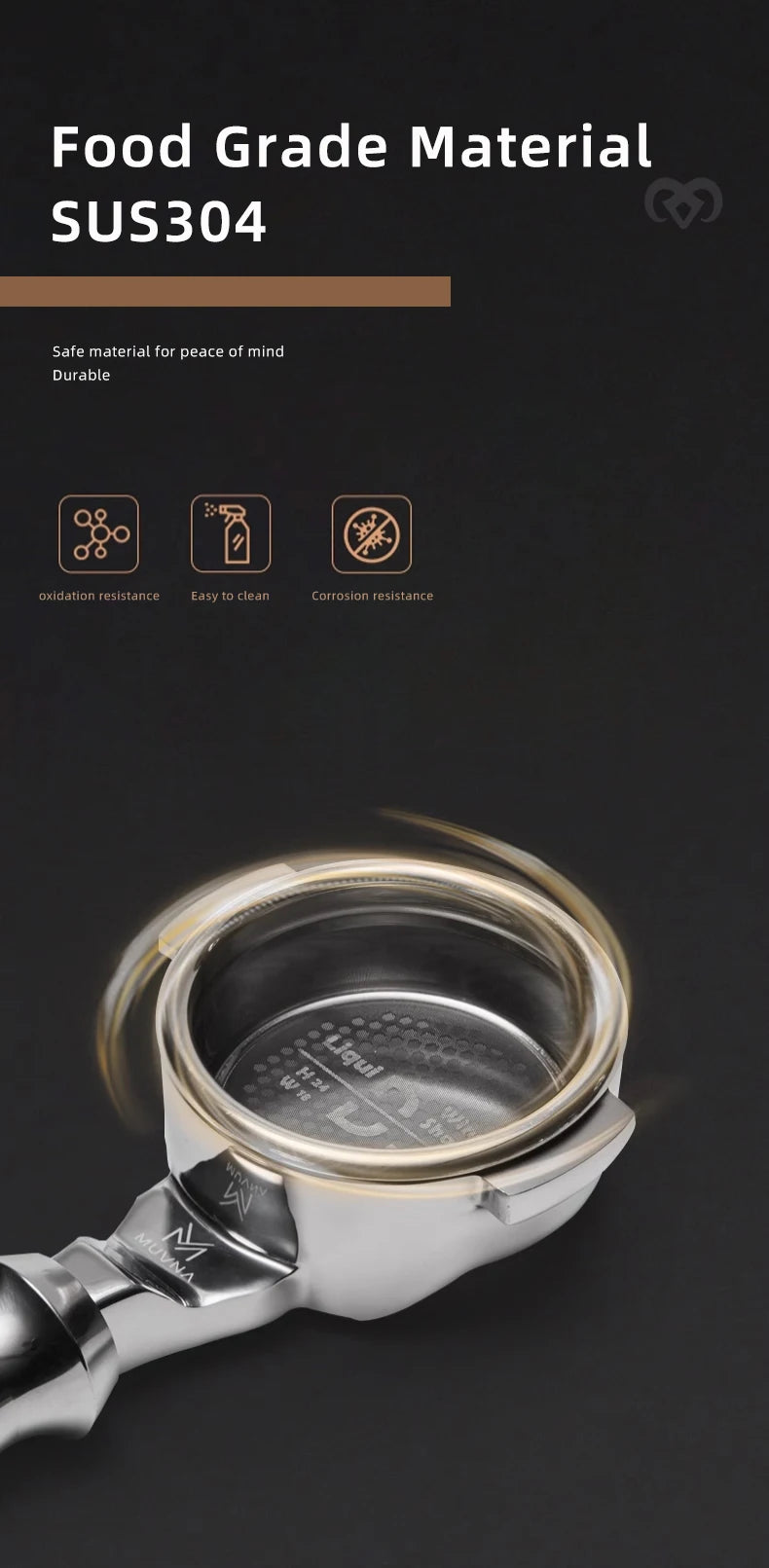 MUVNA Lucifer Series Espresso Bottomless Portafilter - POCILLO