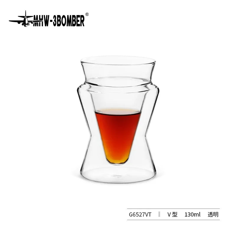MHW-3BOMBER DW Double Layer Glass Coffee Mug Hand Brewed Tasting and Smelling Mug Espresso Mugs - POCILLO