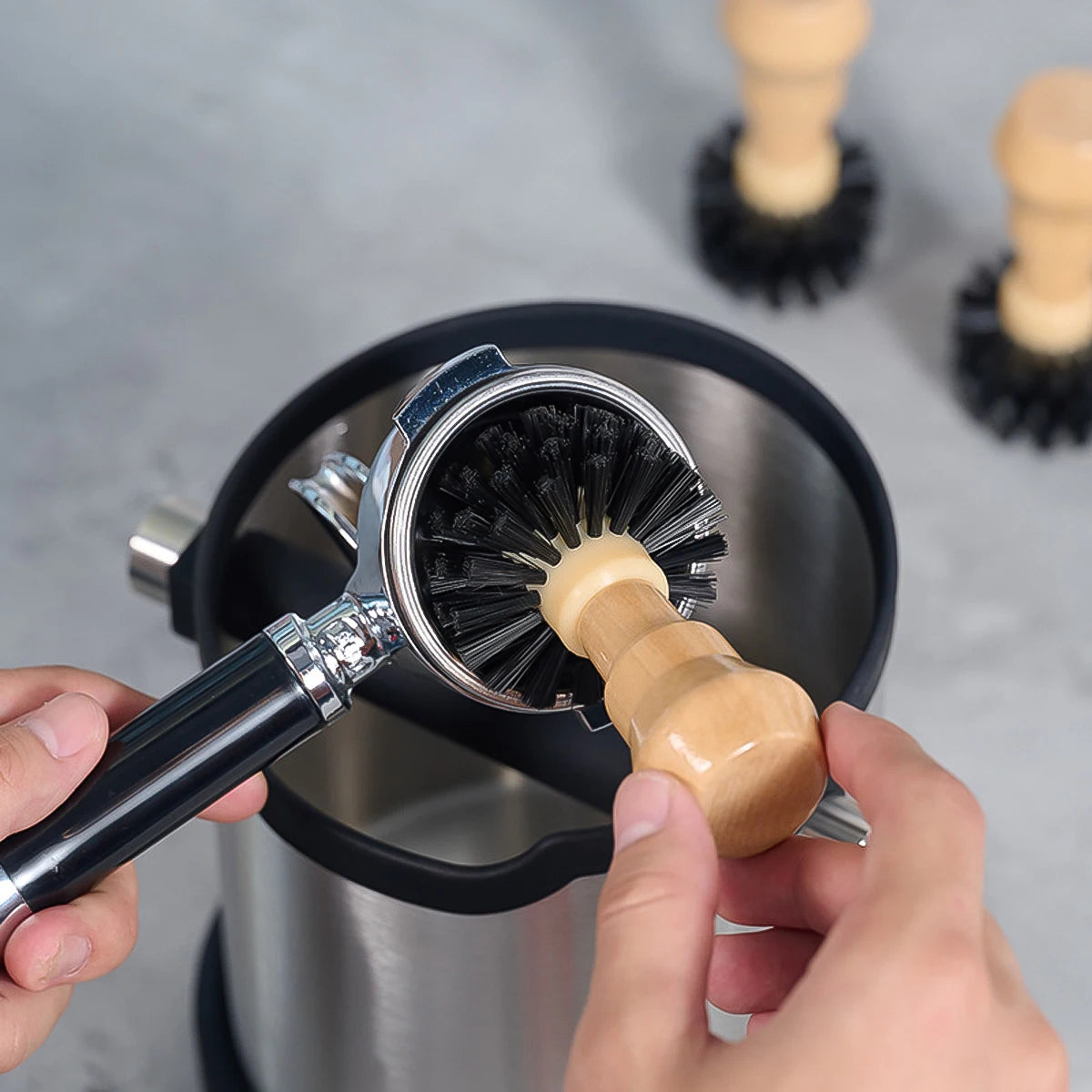 Cleaning Brush Espresso Portafilter Wood