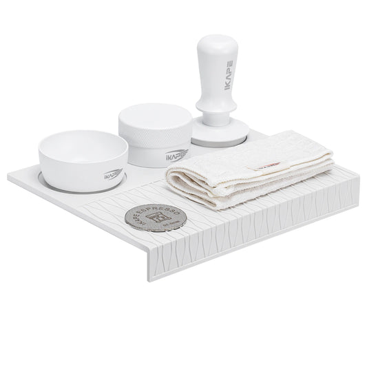 IKAPE 51/53/58MM Coffee Tamper Set White 6 IN 1, Espresso Tamper Kit,Espresso Accessories Kit with Tamper,Distributor,Silicone Mat - POCILLO