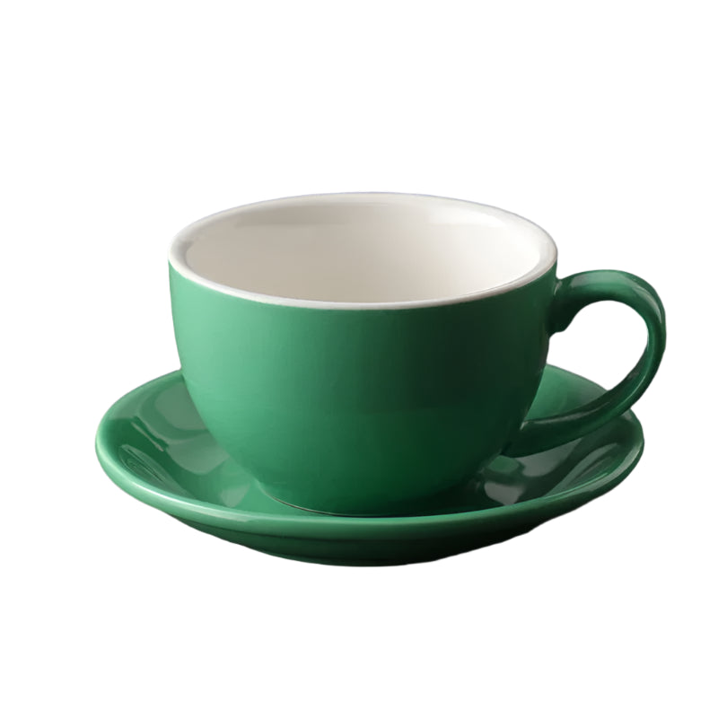 Latte Cups Ceramic Coffee Cup and Saucer Set 11oz