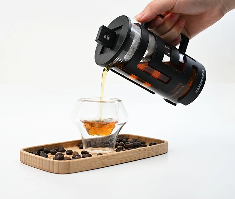 French Press Kettle 350ml 10oz. Heat-Resistant Glass Coffee/Tea Pot With Filter Screen - POCILLO