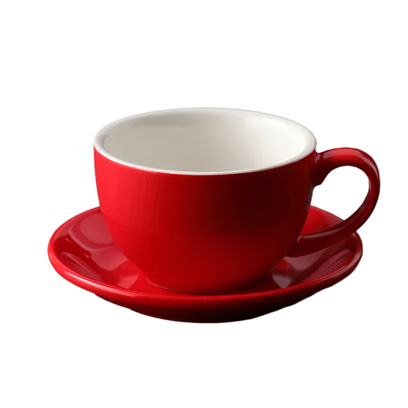 Latte Cups Ceramic Coffee Cup and Saucer Set 11oz