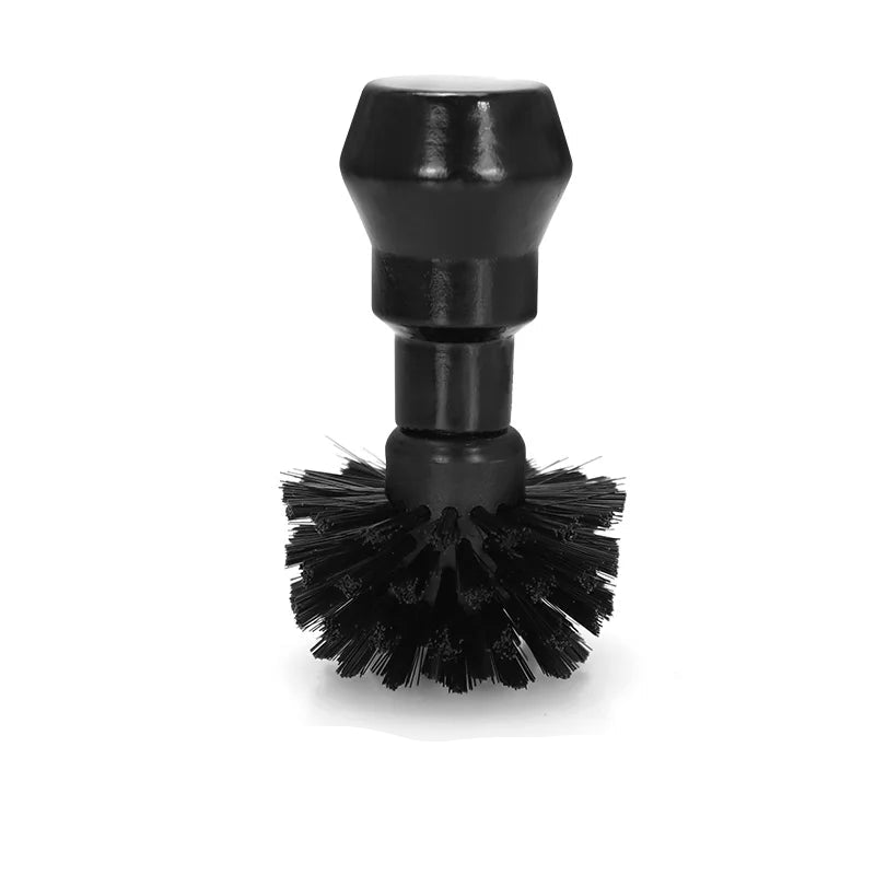 Black filter basket cleaning brush with 58MM size on a white background