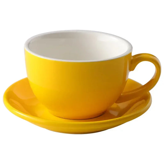 Latte Cups Ceramic Coffee Cup and Saucer Set 11oz