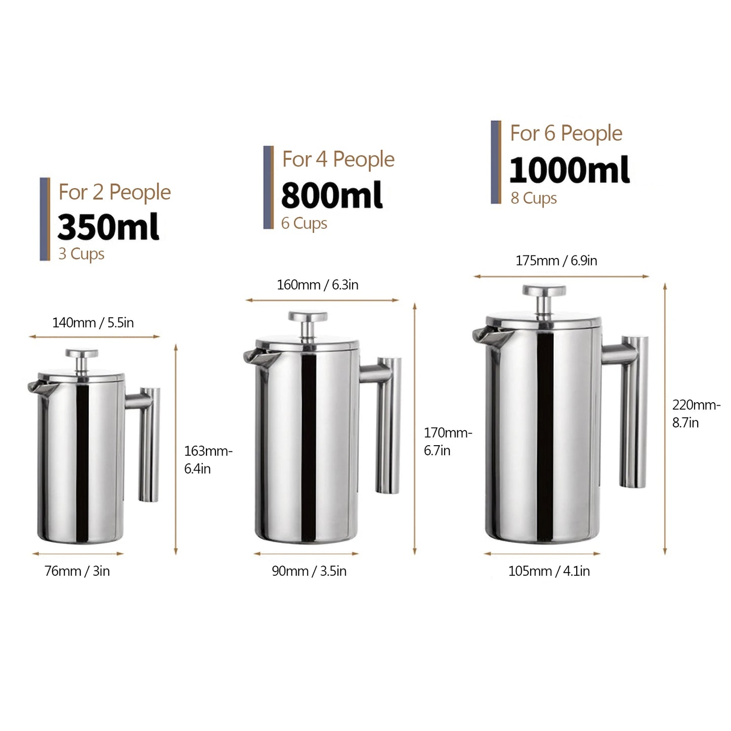 Double-Wall Stainless Steel French Press - POCILLO